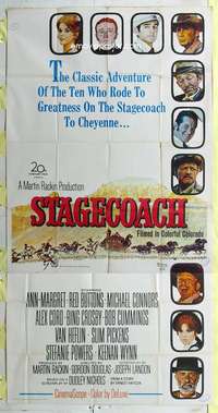 e537 STAGECOACH three-sheet movie poster '66 Norman Rockwell artwork!