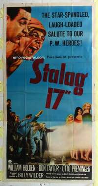 e538 STALAG 17 three-sheet movie poster '53 William Holden, Wilder