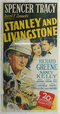 e539 STANLEY & LIVINGSTONE three-sheet movie poster R47 Spencer Tracy