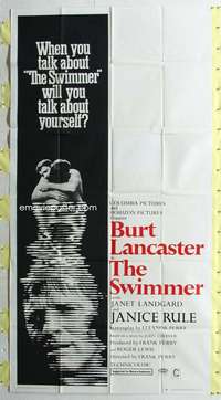 e547 SWIMMER three-sheet movie poster '68 Burt Lancaster, Frank Perry