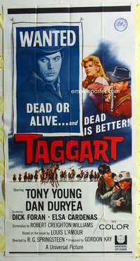 e548 TAGGART three-sheet movie poster '64 Tony Young, Dan Duryea, western!