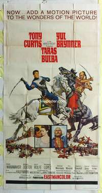 e552 TARAS BULBA style B three-sheet movie poster '62 Tony Curtis, Brynner