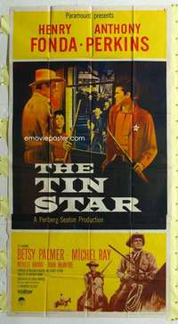 e563 TIN STAR three-sheet movie poster '57 Henry Fonda, Anthony Perkins