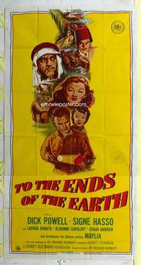 e564 TO THE ENDS OF THE EARTH three-sheet movie poster R56 Dick Powell, Hasso