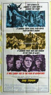 e569 TRAIN three-sheet movie poster '65 Burt Lancaster, John Frankenheimer