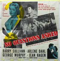 e092 NO QUESTIONS ASKED six-sheet movie poster '51 treacherous Arlene Dahl!