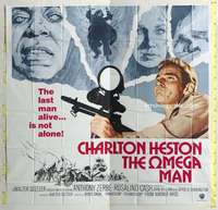 e094 OMEGA MAN int'l six-sheet movie poster '71 Charlton Heston, zombies!