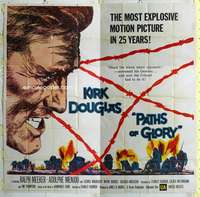 e096 PATHS OF GLORY six-sheet movie poster '58 Kubrick, Kirk Douglas