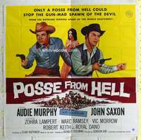 e099 POSSE FROM HELL six-sheet movie poster '61 Audie Murphy, John Saxon