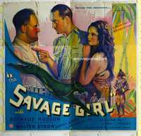 e105 SAVAGE GIRL six-sheet movie poster '32 Rochelle Hudson in jungle!