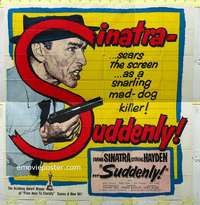 e109 SUDDENLY six-sheet movie poster '54 mad-dog killer Frank Sinatra!