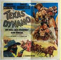 e114 TEXAS DYNAMO six-sheet movie poster '50 Charles Starrett, Smiley