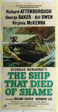 e522 SHIP THAT DIED OF SHAME English three-sheet movie poster '55 Attenborough