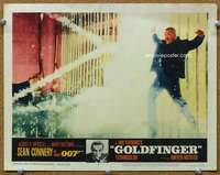 f512 GOLDFINGER movie lobby card #3 '64 Oddjob electrocuted by Bond!