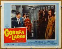 f519 GORILLA AT LARGE movie lobby card #5 '54 big ape & Anne Bancroft!