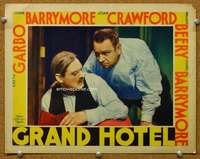 f523 GRAND HOTEL movie lobby card '32 Lionel Barrymore, Wallace Beery