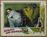 f544 HEARTS & SPANGLES movie lobby card '26 circus lion is loose!