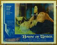 f558 HOUSE OF USHER movie lobby card #7 '60 Vincent Price, E.A. Poe