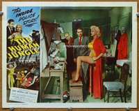 f565 HUMAN JUNGLE movie lobby card '54 sexy Jan Sterling's legs!