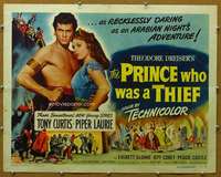 j351 PRINCE WHO WAS A THIEF style B half-sheet movie poster '51 Tony Curtis