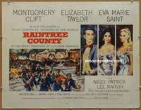 j358 RAINTREE COUNTY half-sheet movie poster '57 Monty Clift, Liz Taylor