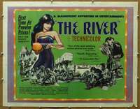 j367 RIVER half-sheet movie poster '51 Jean Renoir, Nora Swinburne