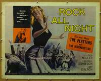 j370 ROCK ALL NIGHT half-sheet movie poster '57 rock 'n' roll classic!