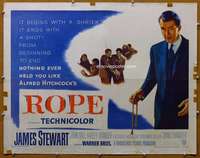 j527 ROPE half-sheet movie poster '48 James Stewart, Alfred Hitchcock