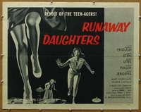 j377 RUNAWAY DAUGHTERS half-sheet movie poster '56 AIP jailbait!