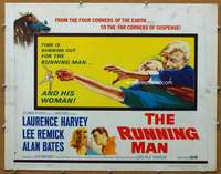 j378 RUNNING MAN half-sheet movie poster '63 Laurence Harvey, Remick