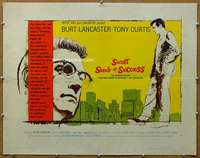 j429 SWEET SMELL OF SUCCESS half-sheet movie poster '57 Lancaster, Curtis