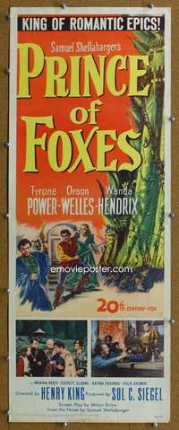 j843 PRINCE OF FOXES insert movie poster '49 Power, Orson Welles