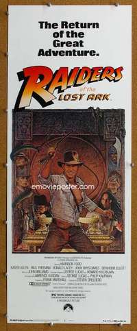 j849 RAIDERS OF THE LOST ARK insert movie poster R82 Harrison Ford