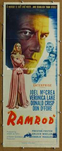 j852 RAMROD insert movie poster '47 Joel McCrea, sexy Veronica Lake