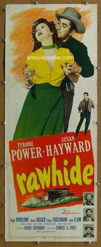 j853 RAWHIDE insert movie poster '51 Tyrone Power, Susan Hayward