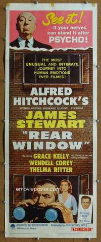 j538 REAR WINDOW insert movie poster R62 Alfred Hitchcock, Stewart