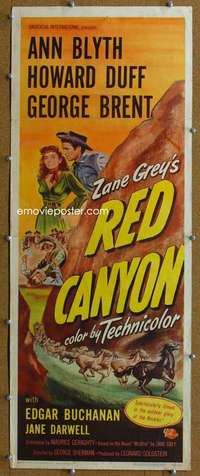 j854 RED CANYON insert movie poster '49 Zane Grey, Blyth, mustangs!