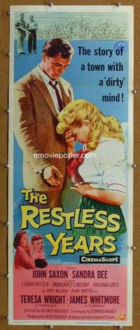 j856 RESTLESS YEARS insert movie poster '58 John Saxon, Sandra Dee