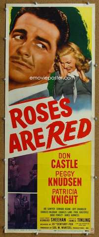 j859 ROSES ARE RED insert movie poster '47 Don Castle, Peggy Knudsen