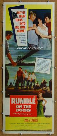 j863 RUMBLE ON THE DOCKS insert movie poster '56 James Darren, Blake