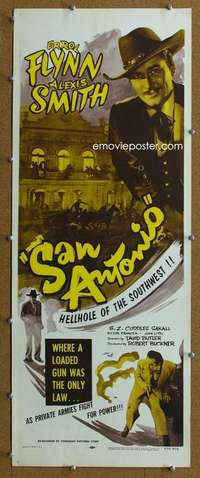 j868 SAN ANTONIO insert movie poster R56 Errol Flynn, Alexis Smith