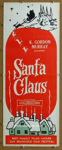 j869 SANTA CLAUS insert movie poster '60 Christmas fantasy!