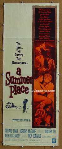 j904 SUMMER PLACE insert movie poster '59 Sandra Dee, Troy Donahue