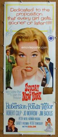 j906 SUNDAY IN NEW YORK insert movie poster '64 Jane Fonda, Rod Taylor