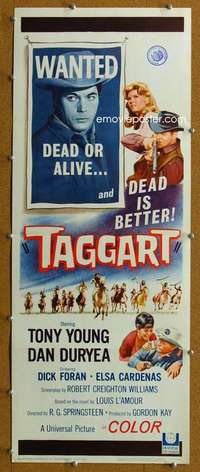 j908 TAGGART insert movie poster '64 Tony Young, Dan Duryea, western!