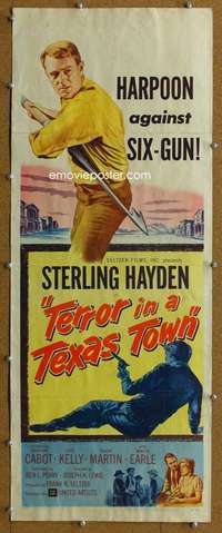 j916 TERROR IN A TEXAS TOWN insert movie poster '58 Sterling Hayden