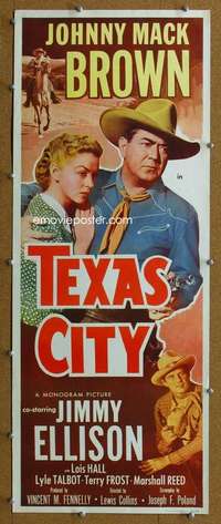 j918 TEXAS CITY insert movie poster '52 Johnny Mack Brown, Ellison