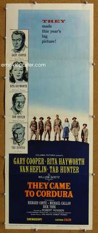 j925 THEY CAME TO CORDURA insert movie poster '59 Cooper, Hayworth