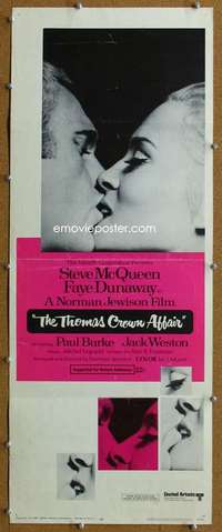 j928 THOMAS CROWN AFFAIR insert movie poster '68 Steve McQueen