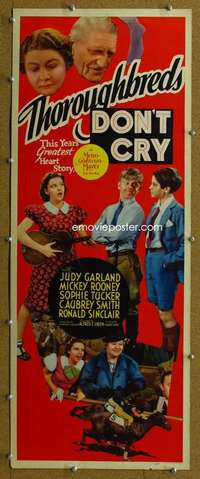 j929 THOROUGHBREDS DON'T CRY insert movie poster '37 Judy Garland